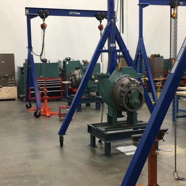 Chiller machinery under a gantry crane