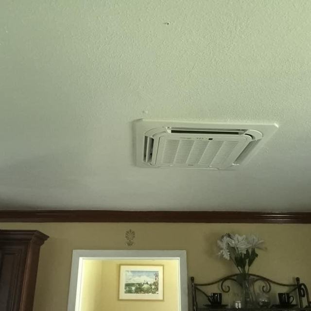 Ceiling cassette A/C unit installed